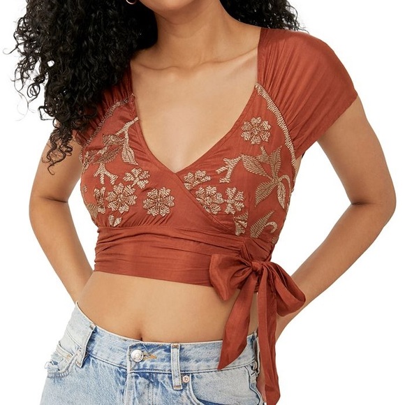 Free People Sahara Embroidered Crop Top - Small - Picture 1 of 6